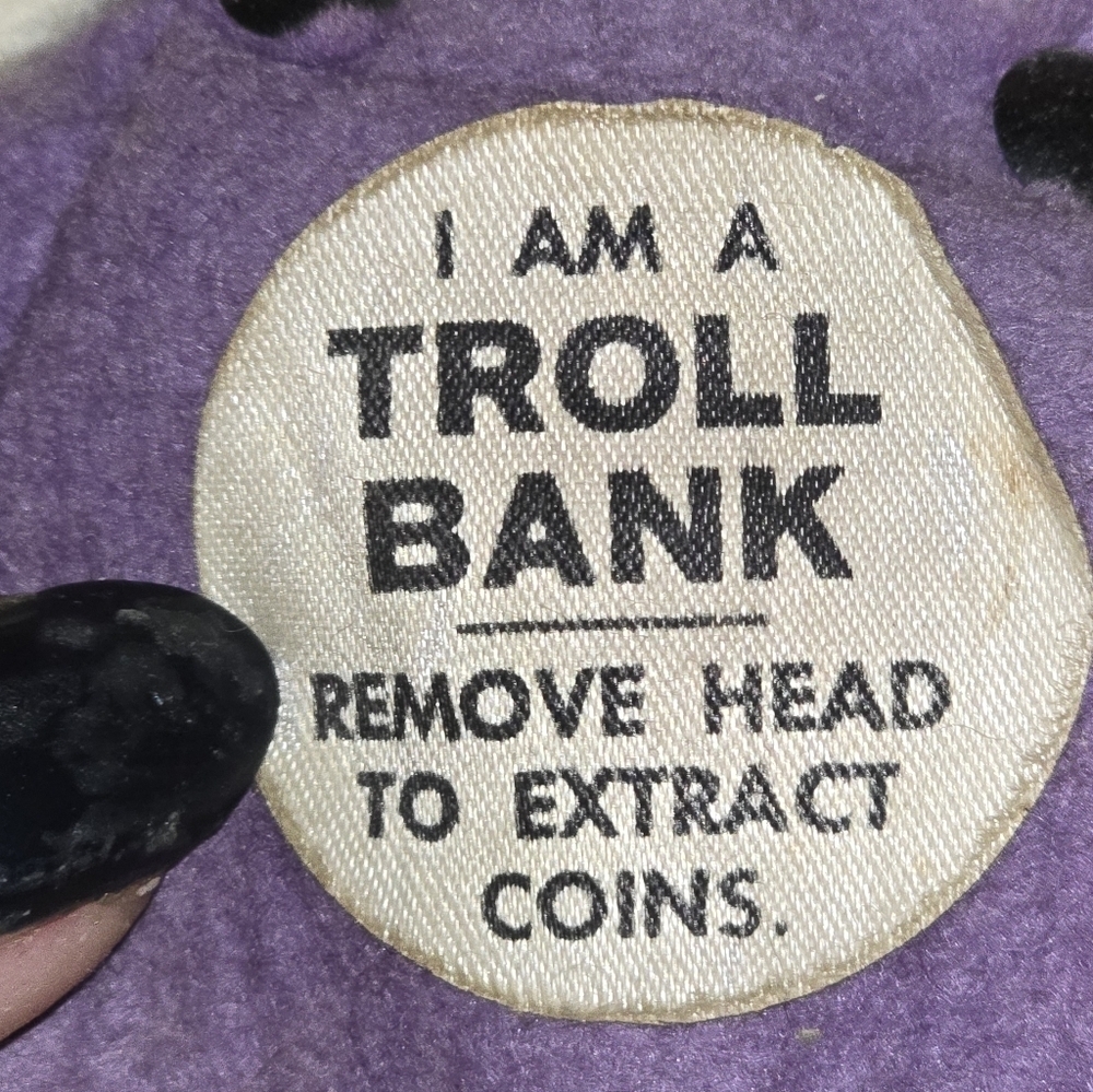 Troll Bank Toy with Purple Outfit Vintage Yellow Hair - Picture 3 of 4